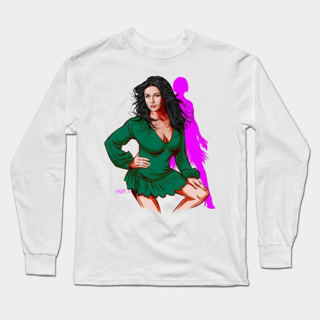 Catherine Zeta Jones - An illustration by Paul Cemmick Long Sleeve T-Shirt by PLAYDIGITAL2020